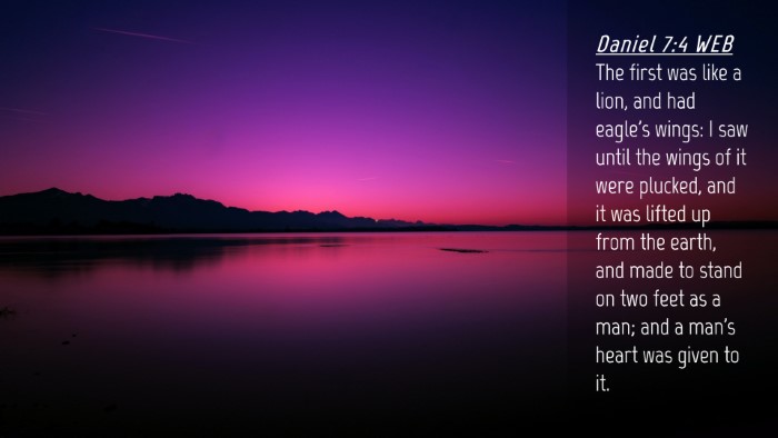 Picture 04 - Daniel 7:4 WEB Desktop Wallpaper - The first was like a lion, and had eagle's wings: - Desktop Bible Verse Wallpaper