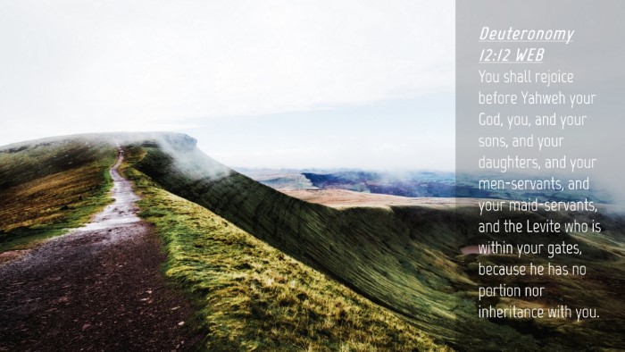 Picture 04 - Deuteronomy 12:12 WEB Desktop Wallpaper - You shall rejoice before Yahweh your God, you, - Desktop Bible Verse Wallpaper