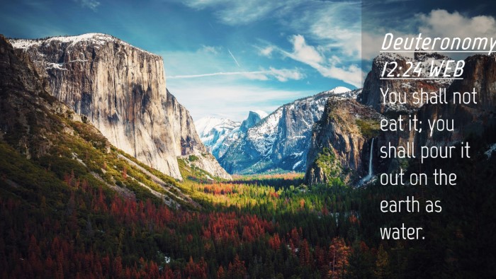 Picture 04 - Deuteronomy 12:24 WEB Desktop Wallpaper - You shall not eat it; you shall pour it out on - Desktop Bible Verse Wallpaper