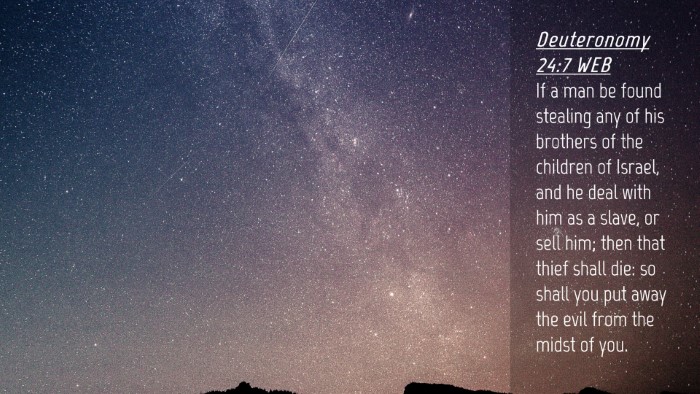 Picture 04 - Deuteronomy 24:7 WEB Desktop Wallpaper - If a man be found stealing any of his brothers of - Desktop Bible Verse Wallpaper