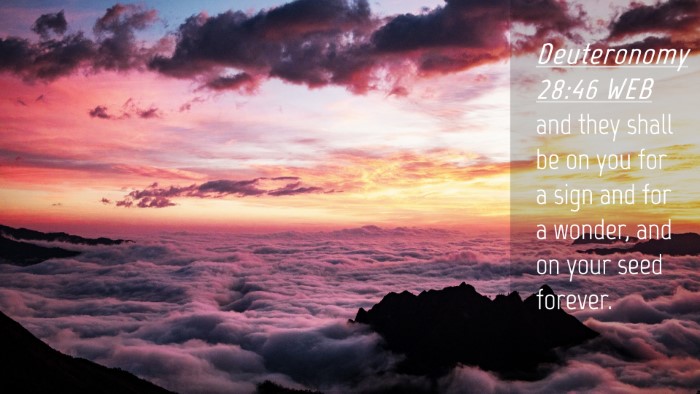 Picture 04 - Deuteronomy 28:46 WEB Desktop Wallpaper - and they shall be on you for a sign and for a - Desktop Bible Verse Wallpaper