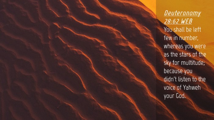 Picture 04 - Deuteronomy 28:62 WEB Desktop Wallpaper - You shall be left few in number, whereas you were - Desktop Bible Verse Wallpaper