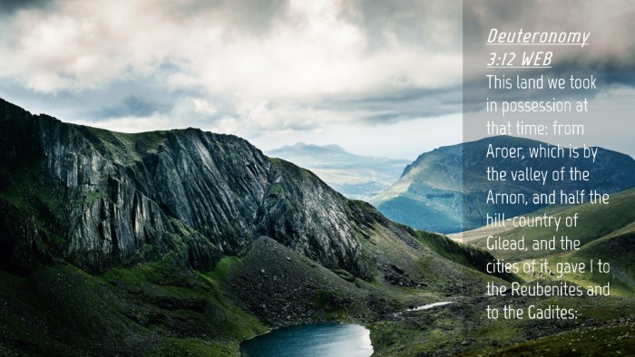 Picture 04 - Deuteronomy 3:12 WEB Desktop Wallpaper - This land we took in possession at that time: - Desktop Bible Verse Wallpaper