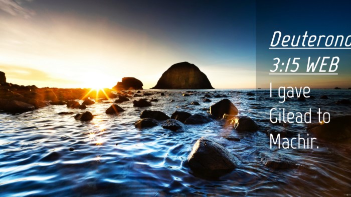 Picture 04 - Deuteronomy 3:15 WEB Desktop Wallpaper - I gave Gilead to - Desktop Bible Verse Wallpaper