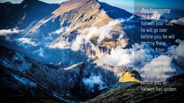 Picture 04 - Deuteronomy 31:3 WEB Desktop Wallpaper - Yahweh your God, he will go over before you; he - Desktop Bible Verse Wallpaper
