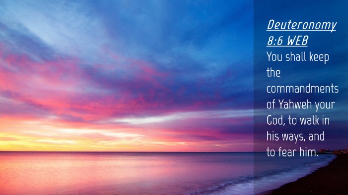 Picture 04 - Deuteronomy 8:6 WEB Desktop Wallpaper - You shall keep the commandments of Yahweh your - Desktop Bible Verse Wallpaper
