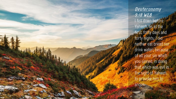 Picture 04 - Deuteronomy 9:18 WEB Desktop Wallpaper - I fell down before Yahweh, as at the first, forty - Desktop Bible Verse Wallpaper
