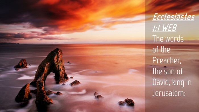 Picture 04 - Ecclesiastes 1:1 WEB Desktop Wallpaper - The words of the Preacher, the son of David, king - Desktop Bible Verse Wallpaper