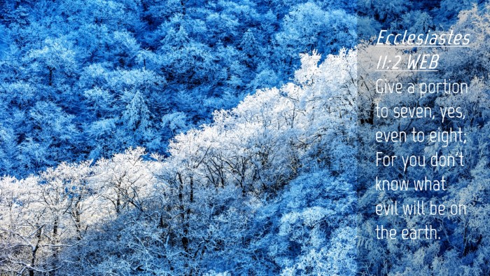 Picture 04 - Ecclesiastes 11:2 WEB Desktop Wallpaper - Give a portion to seven, yes, even to eight; For - Desktop Bible Verse Wallpaper