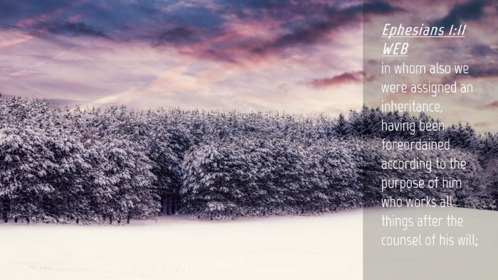 Picture 04 - Ephesians 1:11 WEB Desktop Wallpaper - in whom also we were assigned an inheritance, - Desktop Bible Verse Wallpaper