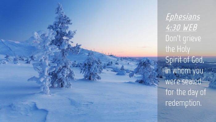Picture 04 - Ephesians 4:30 WEB Desktop Wallpaper - Don't grieve the Holy Spirit of God, in whom you - Desktop Bible Verse Wallpaper