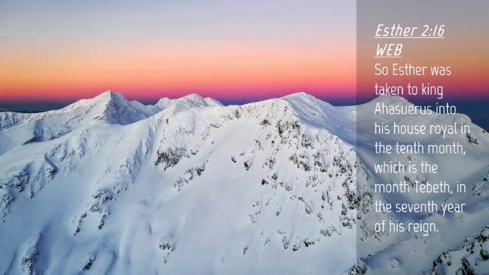 Picture 04 - Esther 2:16 WEB Desktop Wallpaper - So Esther was taken to king Ahasuerus into his - Desktop Bible Verse Wallpaper
