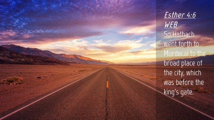 Picture 04 - Esther 4:6 WEB Desktop Wallpaper - So Hathach went forth to Mordecai to the broad - Desktop Bible Verse Wallpaper