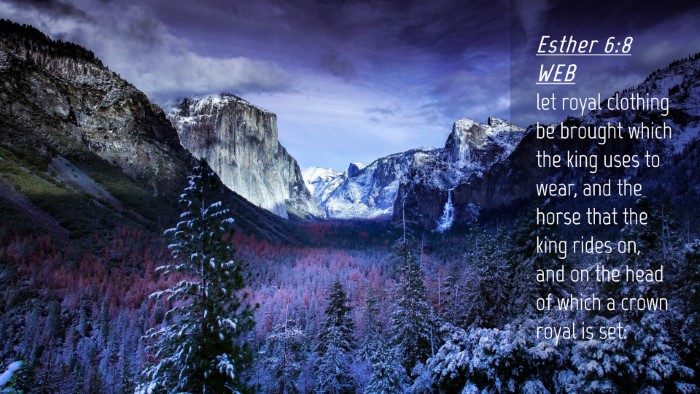 Picture 04 - Esther 6:8 WEB Desktop Wallpaper - let royal clothing be brought which the king uses - Desktop Bible Verse Wallpaper