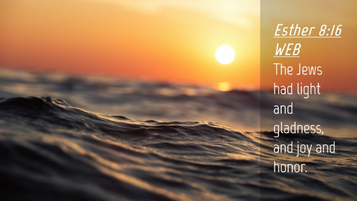 Picture 04 - Esther 8:16 WEB Desktop Wallpaper - The Jews had light and gladness, and joy and - Desktop Bible Verse Wallpaper