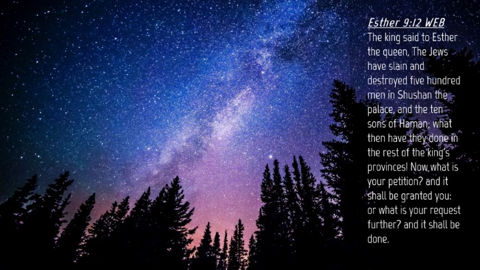 Picture 04 - Esther 9:12 WEB Desktop Wallpaper - The king said to Esther the queen, The Jews have - Desktop Bible Verse Wallpaper