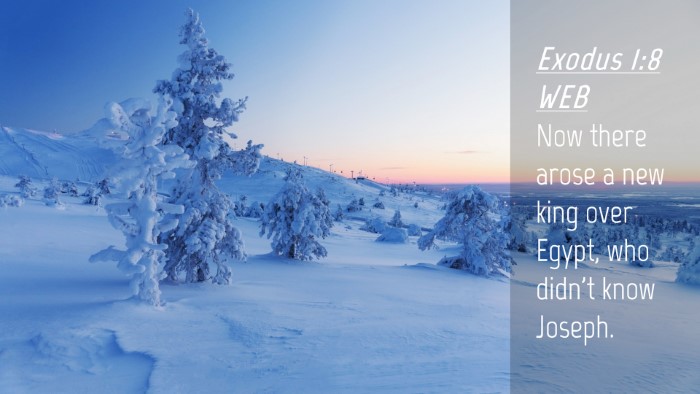 Picture 04 - Exodus 1:8 WEB Desktop Wallpaper - Now there arose a new king over Egypt, who didn't - Desktop Bible Verse Wallpaper