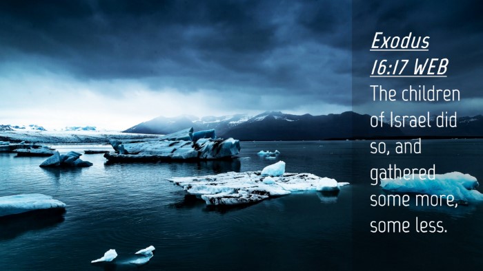 Picture 04 - Exodus 16:17 WEB Desktop Wallpaper - The children of Israel did so, and gathered some - Desktop Bible Verse Wallpaper