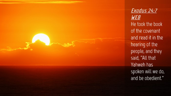Picture 04 - Exodus 24:7 WEB Desktop Wallpaper - He took the book of the covenant and read it in - Desktop Bible Verse Wallpaper