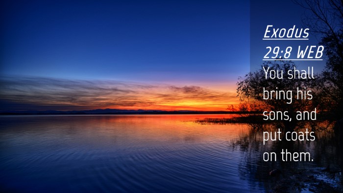 Picture 04 - Exodus 29:8 WEB Desktop Wallpaper - You shall bring his sons, and put coats on - Desktop Bible Verse Wallpaper