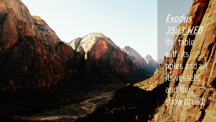 Picture 04 - Exodus 35:13 WEB Desktop Wallpaper - the table with its poles and all its vessels, and - Desktop Bible Verse Wallpaper