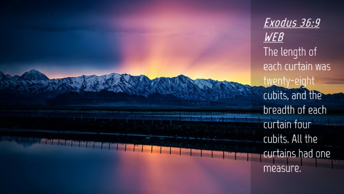 Picture 04 - Exodus 36:9 WEB Desktop Wallpaper - The length of each curtain was twenty-eight - Desktop Bible Verse Wallpaper