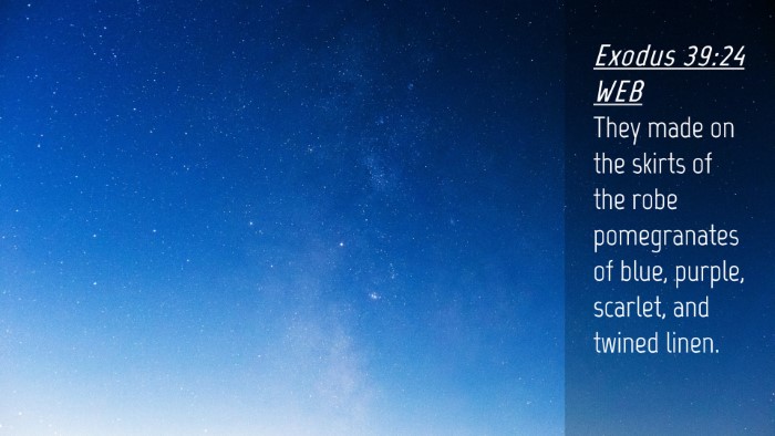 Picture 04 - Exodus 39:24 WEB Desktop Wallpaper - They made on the skirts of the robe pomegranates - Desktop Bible Verse Wallpaper