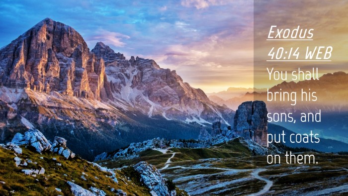Picture 04 - Exodus 40:14 WEB Desktop Wallpaper - You shall bring his sons, and put coats on - Desktop Bible Verse Wallpaper