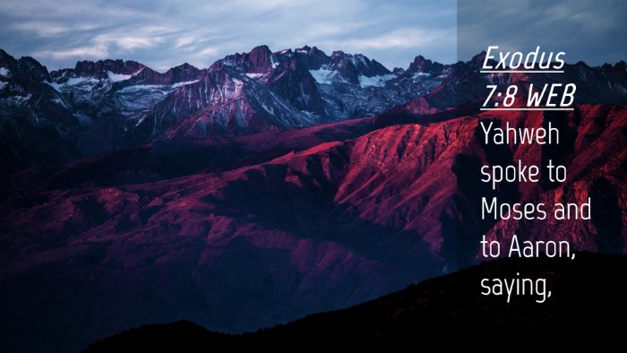 Picture 04 - Exodus 7:8 WEB Desktop Wallpaper - Yahweh spoke to Moses and to Aaron, - Desktop Bible Verse Wallpaper