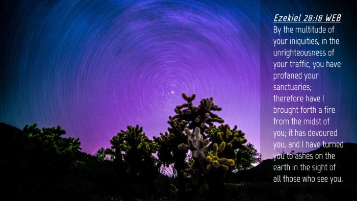 Picture 04 - Ezekiel 28:18 WEB Desktop Wallpaper - By the multitude of your iniquities, in the - Desktop Bible Verse Wallpaper