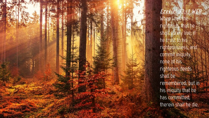 Picture 04 - Ezekiel 33:13 WEB Desktop Wallpaper - When I tell the righteous, that he shall surely - Desktop Bible Verse Wallpaper