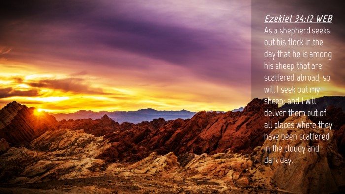 Picture 04 - Ezekiel 34:12 WEB Desktop Wallpaper - As a shepherd seeks out his flock in the day that - Desktop Bible Verse Wallpaper