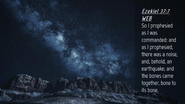 Picture 04 - Ezekiel 37:7 WEB Desktop Wallpaper - So I prophesied as I was commanded: and as I - Desktop Bible Verse Wallpaper