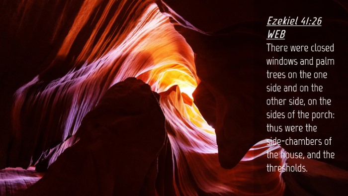 Picture 04 - Ezekiel 41:26 WEB Desktop Wallpaper - There were closed windows and palm trees on the - Desktop Bible Verse Wallpaper