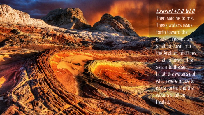 Picture 04 - Ezekiel 47:8 WEB Desktop Wallpaper - Then said he to me, These waters issue forth - Desktop Bible Verse Wallpaper