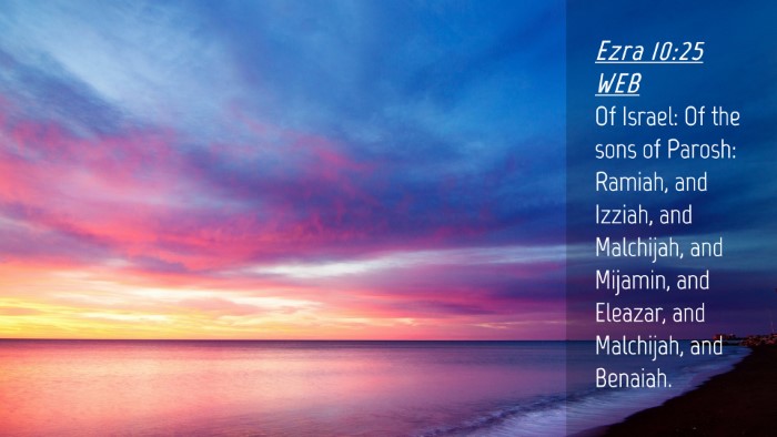 Picture 04 - Ezra 10:25 WEB Desktop Wallpaper - Of Israel: Of the sons of Parosh: Ramiah, and - Desktop Bible Verse Wallpaper