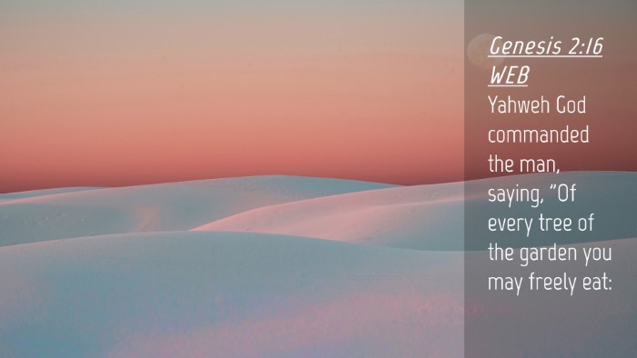 Picture 04 - Genesis 2:16 WEB Desktop Wallpaper - Yahweh God commanded the man, saying, 