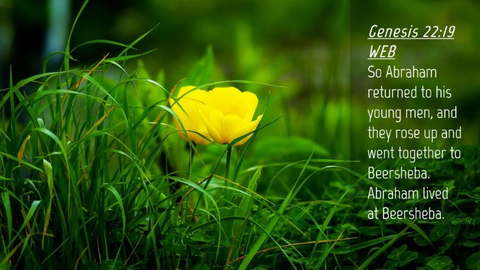 Picture 04 - Genesis 22:19 WEB Desktop Wallpaper - So Abraham returned to his young men, and they - Desktop Bible Verse Wallpaper