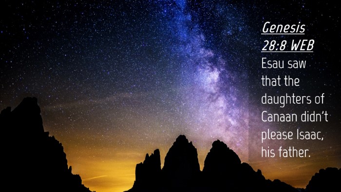 Picture 04 - Genesis 28:8 WEB Desktop Wallpaper - Esau saw that the daughters of Canaan didn't - Desktop Bible Verse Wallpaper