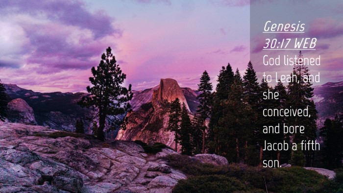 Picture 04 - Genesis 30:17 WEB Desktop Wallpaper - God listened to Leah, and she conceived, and bore - Desktop Bible Verse Wallpaper