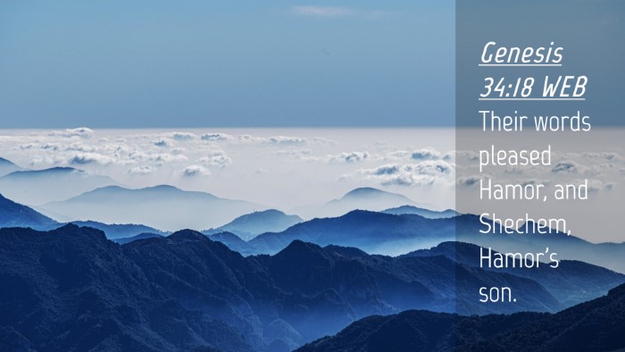Picture 04 - Genesis 34:18 WEB Desktop Wallpaper - Their words pleased Hamor, and Shechem, Hamor's - Desktop Bible Verse Wallpaper