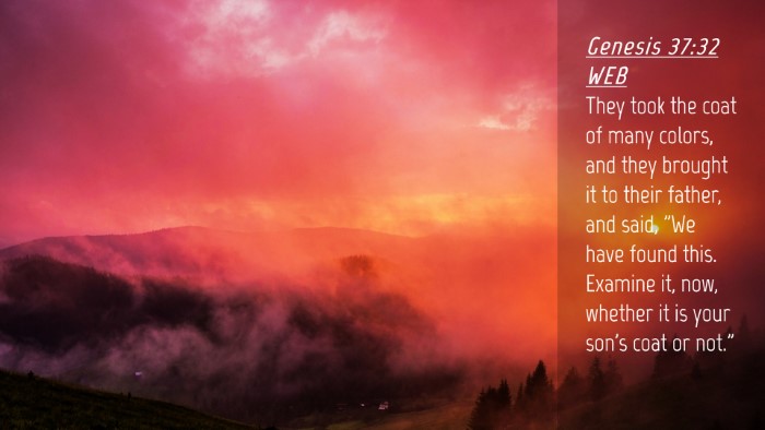 Picture 04 - Genesis 37:32 WEB Desktop Wallpaper - They took the coat of many colors, and they - Desktop Bible Verse Wallpaper