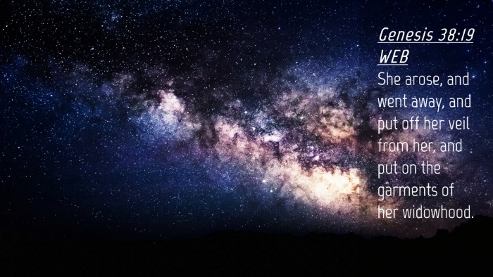 Picture 04 - Genesis 38:19 WEB Desktop Wallpaper - She arose, and went away, and put off her veil - Desktop Bible Verse Wallpaper