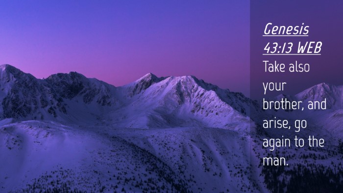 Picture 04 - Genesis 43:13 WEB Desktop Wallpaper - Take also your brother, and arise, go again to - Desktop Bible Verse Wallpaper