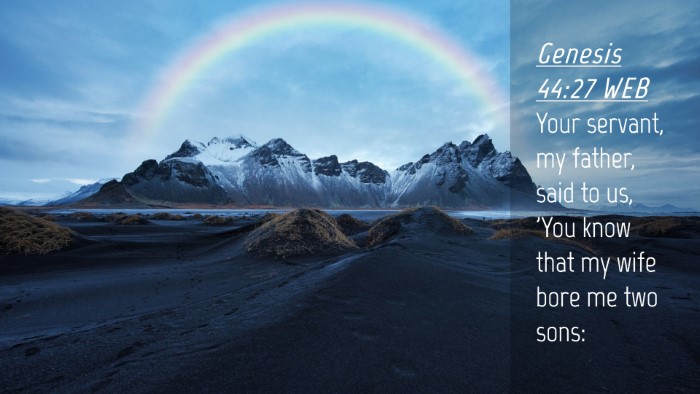 Picture 04 - Genesis 44:27 WEB Desktop Wallpaper - Your servant, my father, said to us, 'You know - Desktop Bible Verse Wallpaper