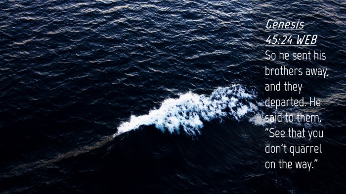 Picture 04 - Genesis 45:24 WEB Desktop Wallpaper - So he sent his brothers away, and they departed. - Desktop Bible Verse Wallpaper