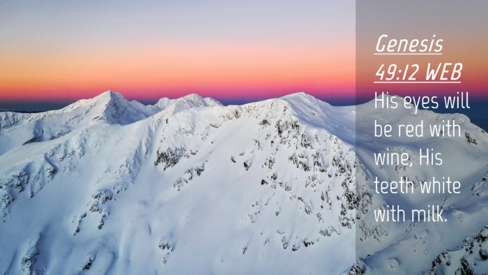 Picture 04 - Genesis 49:12 WEB Desktop Wallpaper - His eyes will be red with wine, His teeth white - Desktop Bible Verse Wallpaper