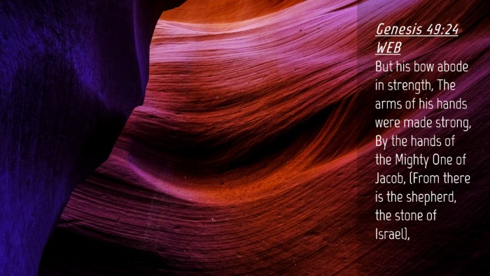 Picture 04 - Genesis 49:24 WEB Desktop Wallpaper - But his bow abode in strength, The arms of his - Desktop Bible Verse Wallpaper