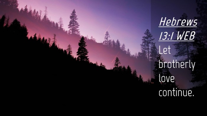 Picture 04 - Hebrews 13:1 WEB Desktop Wallpaper - Let brotherly love - Desktop Bible Verse Wallpaper