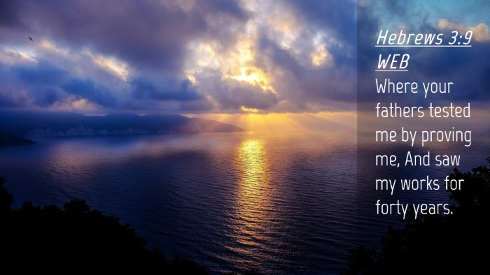 Picture 04 - Hebrews 3:9 WEB Desktop Wallpaper - Where your fathers tested me by proving me, And - Desktop Bible Verse Wallpaper